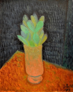 1973 Vasetto-rosa-con-foglie-verdi-ol.tl_.-cm.40x50