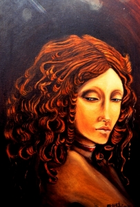 1971 La dama con i boccoli ol.tl . cm.35x60 28 11 71 