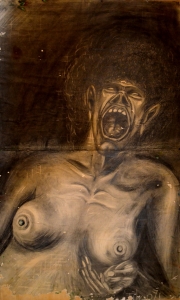 1971 Nudo di donna urlante la sofferenza matita su carta cm.57x95 1971 