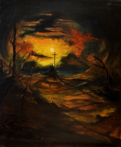 1972 Notturno con croce ol.tl . cm.50x60 4 5 72 