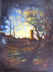 1972 Paesaggio crepuscolare con celletta ol.tl . cm.30x40 1972 