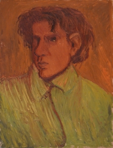 1973-Autoritratto-con-capelli-lunghi-e-camicia-verde-ol.tl_.-cm.35x45-1973-