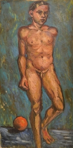 1974-Ragazzo-nudo-con-palla-ol.tl_.-cm.50x100-1974-