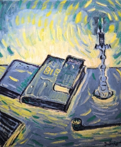 1977-Natura-morta-con-candela-libri-e-pipa-ol.tl_.-cm.50x60-1977-