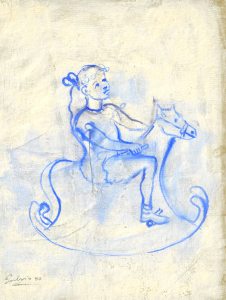 1980 'Bambina sul dondolo' (studio perpartorio) cm.40x50