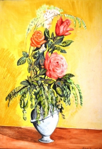 1980-Rose-e-glicini-nel-vaso-di-Murano-tempera-su-cartone-cm.70x100-1980-