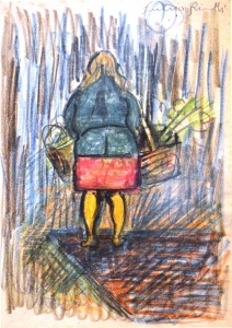 1981-Figura-al-mercato-pastello-su-carta-cm.18x24-1981-