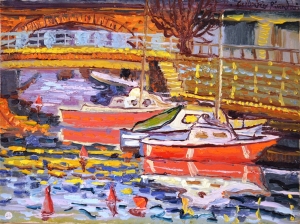 1984-Motoscafi-nel-porto-canale-di-Riccione-ol.tl_.-cm.30x40-1984-