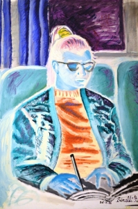 1986-Orietta-mentre-scrive-ol.tl_.-cm.50x70-26-10-86-