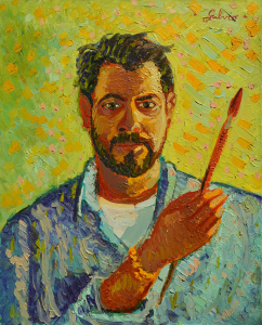 1983 'Autoritratto con pennello' ol.tl. cm.40x50