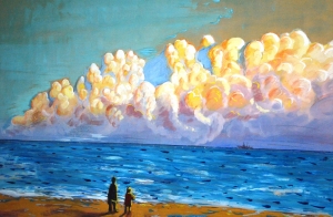 1989-Il-mare-sotto-un-cielo-nuvoloso-tecnica-mista-su-cartoncino-1989-