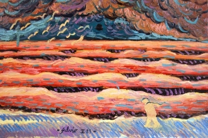 1989-Mare-mosso-al-tramonto-con-figura-ol.tl_.-cm.50x70-10-89-