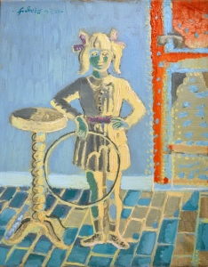 1990-Bambina-in-posa-con-cerchio-ol.tl_.-cm.30x40