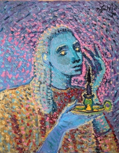 1990-Busto-di-ragazza-con-candela-accesa-ol.tl_.-cm.40x50-1990-