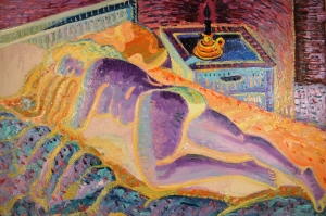 1990-Nudo-dormiente-alla-luce-di-una-candela-ol.tl_.-cm.60x80-1990-