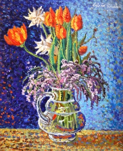 1990-Tulipani-e-fiori-di-campo-nella-brocca-di-vetro-ol.mas_.-cm.50x60-1990-