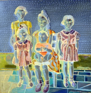 1991-Le-tre-sorelle-col-fratellino-e-un-amico-ol.tl_.-cm.100x100-26-5-91-