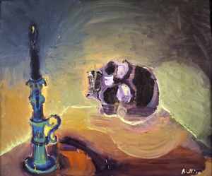 2010-Teschio-al-lume-di-una-candela-ol.comp_.-cm.50x60-2010-