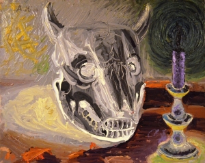 2010-Teschio-di-bue-e-candela-accesa-ol.tl_.-cm.40x50-2010-