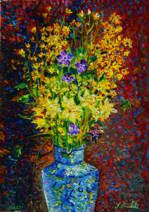 2022 'Fiori selvatici in un vaso blu' ol.tl. cm.50x70