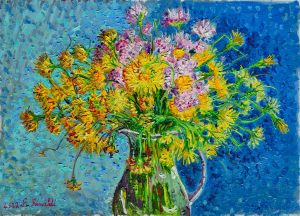 2022 'Margherite selvatiche in una brocca di vetro' ol.tl. cm.50x70