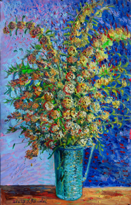 2023 'Fiori di biancospino in una brocca blu' ol.tl. cm.52x82