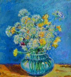 2023 'Fiori di campo in un vaso di vetro' ol.tl. cm.25x30