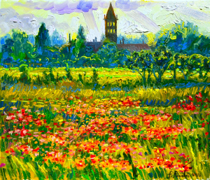 2024 'Veduta della chiesa di Casalecchio dopo un temporale' ol.tl. cm.50x60