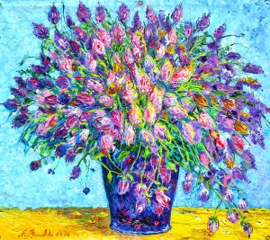 2026 Fiori di campo nel vaso blu ol.tl. cm.54x62