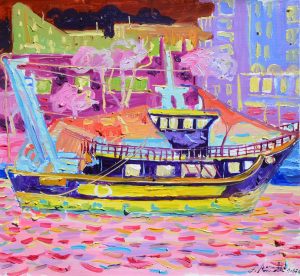 2026 Un peschereccio ormeggiato nel porto di Rimini ol.tl. cm. 50x60
