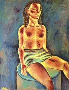 1976 Ragazza-seduta-con-minigonna-ol.tl_.-cm.70x90