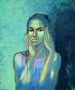 2014-ragazza con maschera ol.tl. cm.50x60