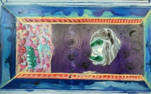 2015-senza ritorno.  (volo attraverso una  finestra aperta in una notte di luna calante) ol. e smalti su masonite cm70x120