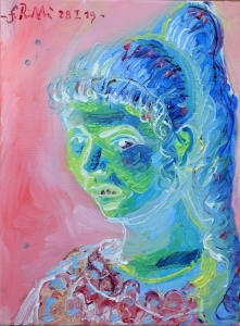 2019-ragazza con coda di cavallo ol.tl. cm. 30x40