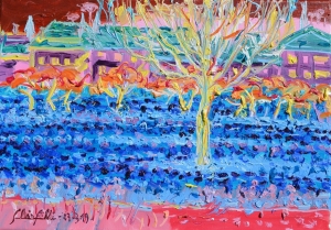 2019 Campo coltivato con albero spoglio a S.Giovanni ol.tl. cm.30x45
