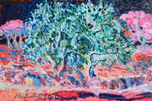 2019 Due alberi in fiore a Riccione ol.tl. cm.40x60