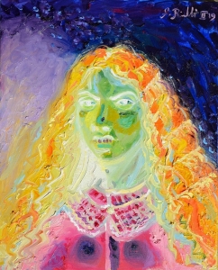 2019 Ritratto di ragazza con capelli sciolti ol.tl. cm.40x50