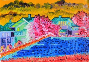 2020 campo di grano e case ol.tl. cm.50x70