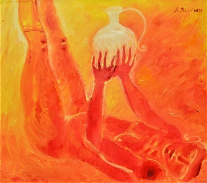 2020 ragazza con anfora ol. tl. cm.50x60